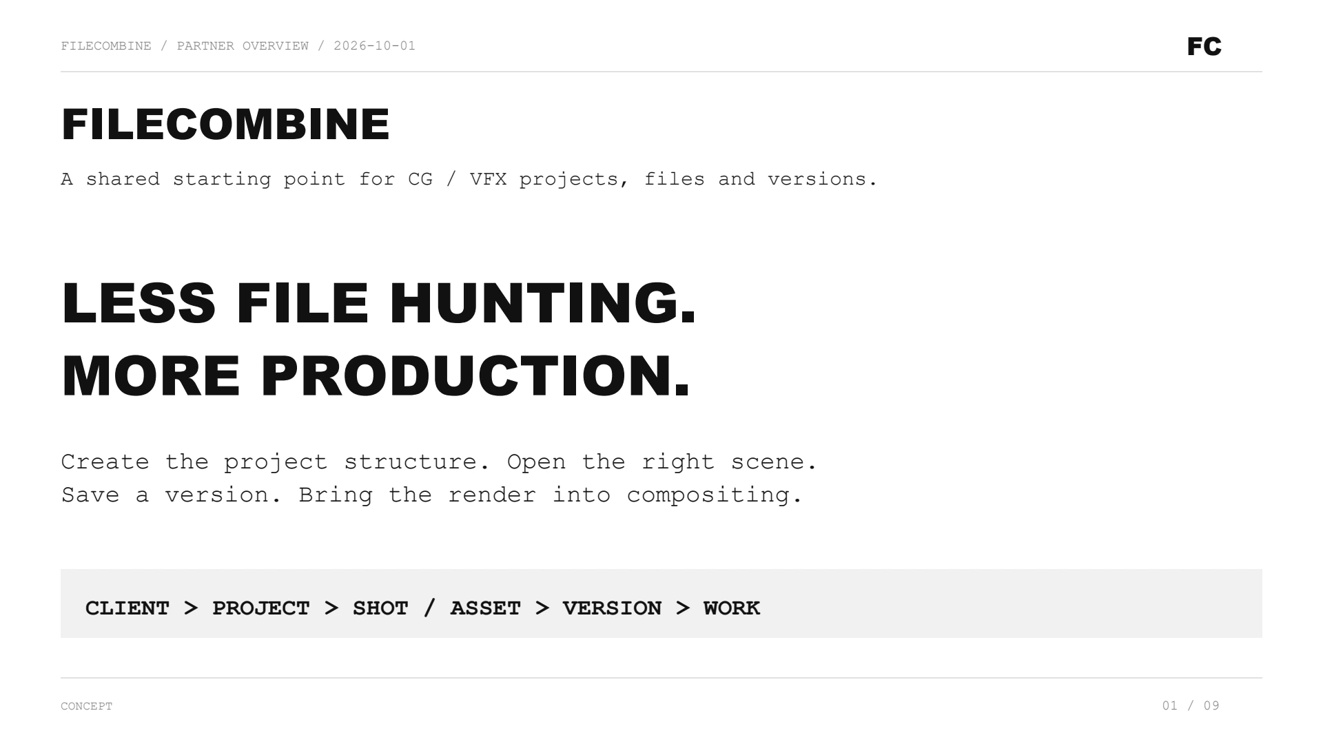 Slide 1: FileCombine project overview