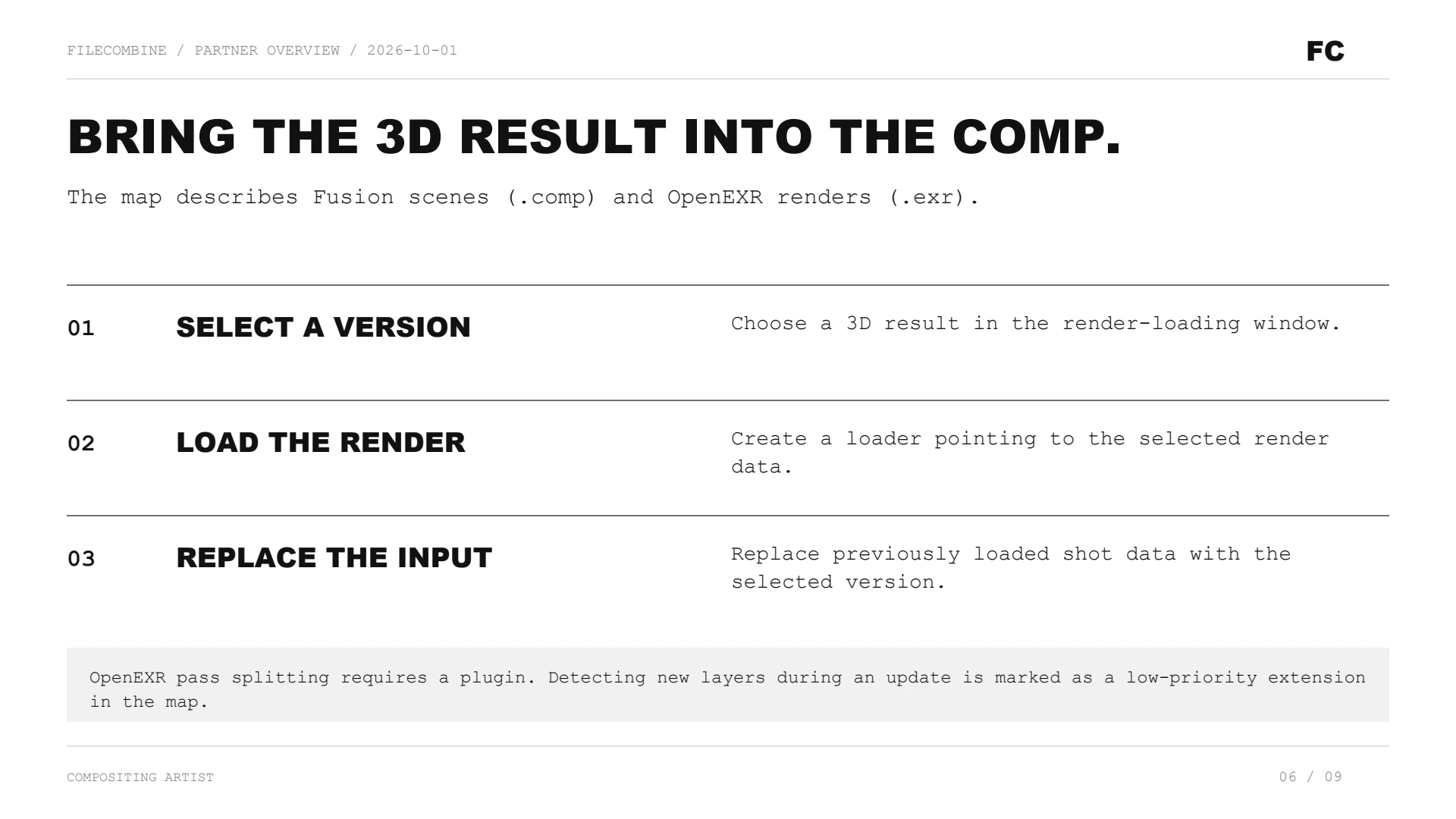 Slide 6: Bring the 3D result into the comp.